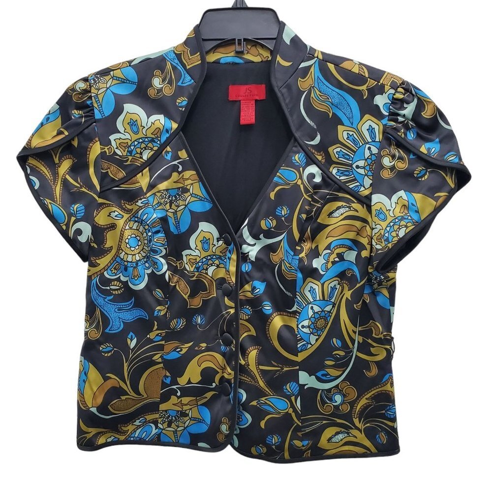 JS Collections Women's‎ Multicolor Paisley Cheongsam Qipao Neck SS Jacket US 12